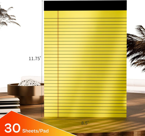 Legal Pads 8.5 x 11 Note Pads Wide Ruled 2 Pack, Notepad 8.5 x 11.75 Inch Canary Yellow Lined Paper 21lb Micro Perforated Writing Pads , 30 Sheets Per Legal Note Pad Ideal for Office, Home, School by DORFAS