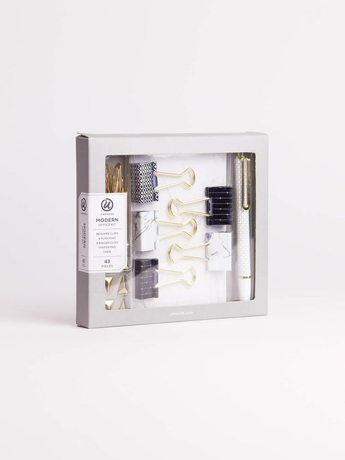 U Brands Modern Office Kit, Marble, Black and Gold, 43 Pieces (058U04-24)