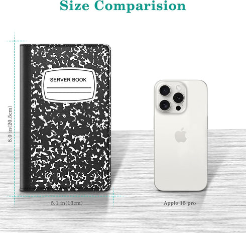 Fintie Server Book Organizer with Zipper Pocket, PU Leather Restaurant Guest Check Presenters Card Holder for Waitress