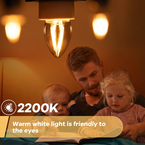 C7 Low Wattage LED Light Bulbs 15Watt,E12 Screw Base Candelabra Night Light Bulbs,1.5W Small Light Bulb 2200K Warm White Salt Light Bulb,Mini LED Bulb Replacement Light Strings,50lm,6pcs by Grensk