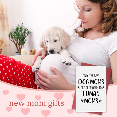 Ithmahco New Mom Gifts for Pregnant Women, First Mothers Day Card, Funny Dog Mom Card Pregnancy Gift for Expecting