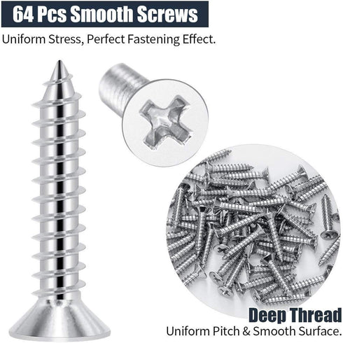 Onwon 40 x 40mm Corner Brace, 16 Pieces Stainless Steel L Shaped Angle Bracket with 64 Screws Fastener Joints