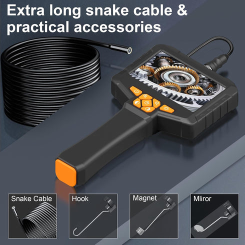 COOVIE 4.3" 1920P 8 16.5FT Inspection Endoscope, Industrial Borescope Camera with IPS Screen, HD Snake Camera with LED
