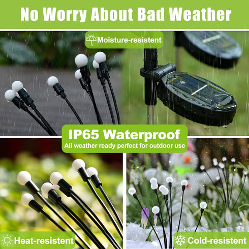 4 Pack 32 Flumy Solar Garden Lights Outdoor - LED Firefly Lights Waterproof, Garden Decorations for Yard Patio Pathway