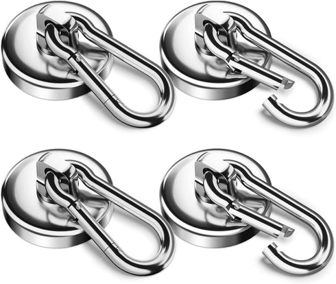 FINDMAG 100LBS Strong Magnetic Hooks, Neodymium Magnet Hooks for Hanging, Heavy Duty, 4 Pack