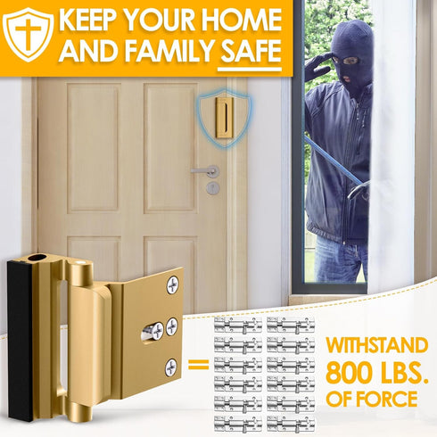 800 lbs Home Security Door Reinforcement Lock: Metal Door Locks for Front Door Locks for Kids Safety Child Proof Door