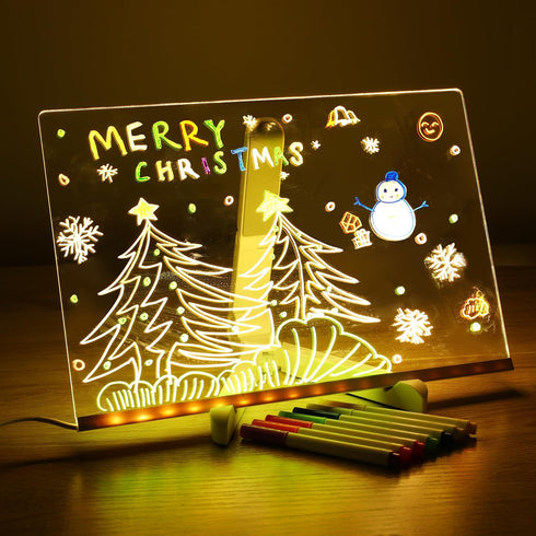 Led Note Board with Colors, Glowing Acrylic Dry Erase Board with Light, Memo Message Board (5.9 x 5.9 in)