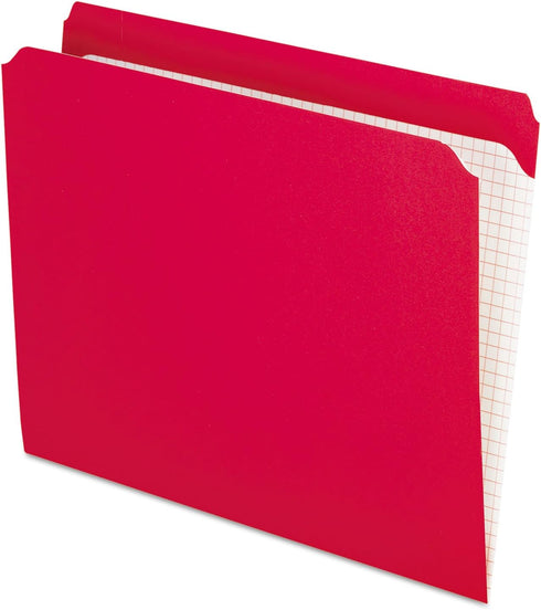 Pendaflex Color File Folders, Red, Letter Size, 100/BX with Interior Grid, Straight Cut (R152 RED)