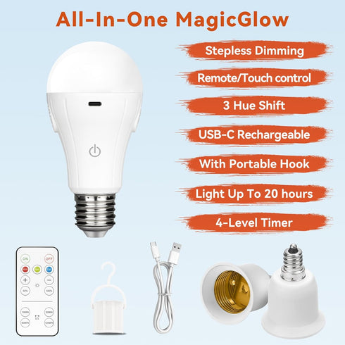 Neporal MagicGlow Rechargeable Light Bulbs ( 3000-6000K E12, 2, Count) by Neporal