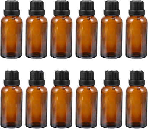 Uonlytech 12Pcs Terrarium Glass Containers, 10ml Essential Oil Bottles with Orifice Reducer for Lab Chemicals