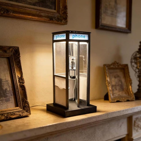 Generic (1pcs) Retro Vintage Tall Phonebooth Lamp, Retro British Phone Booth Floor Lamp, Classic Telephone Booth Table