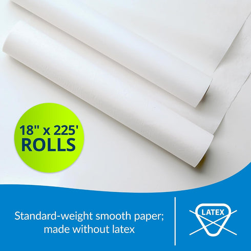 980912 18 225 (Pack 12) TIDI Everyday Exam Table Paper, White, x of Smooth Paper Hygienic Barrier For Medical Offices