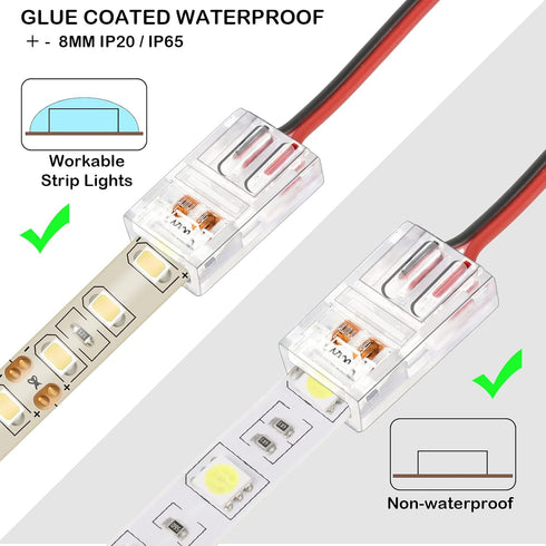 40 Pieces RGB LED Light Strip Connectors, Unwired Gapless Solderless Adapter Terminal Extension Waterproof