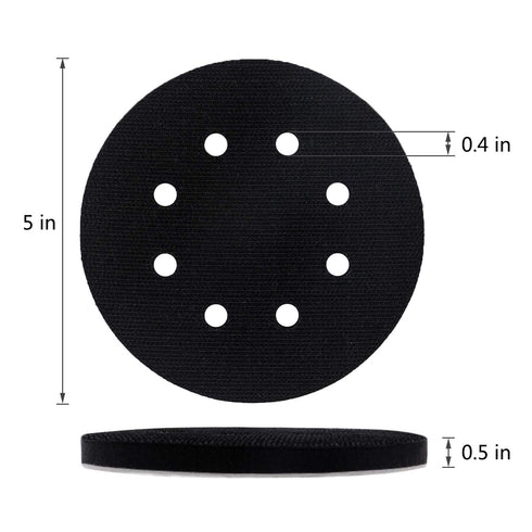 5 Pack 5 Inch 8 Holes Hook and Loop Soft Density Interface Pads - 5" Sponge Cushion Buffer Backing