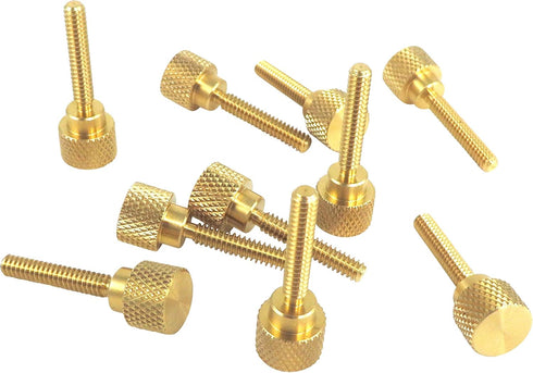 10 Pack Solid Brass Diamond Knurled Thumb Screws Knobs, 6-32 x 3/4 Inch Threads, Right-Hand Threads