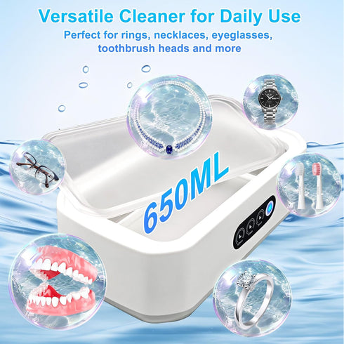 AIJIAXING 48kHz 22oz 304 Ultrasonic Cleaner, Ultrasonic Jewelry Cleaner Machine, Jewelry Cleaner with Stainless Steel
