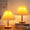 Buroraix 2-Piece Small Table Lamp with Modern Style Wooden Base, Suitable for Bedside