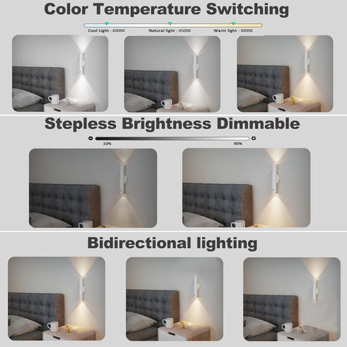 Dimmable 1pcs LYTARA Rechargeable Wall Sconces | LED Cordless Lamp with Remote, Motion Sensor, Metal Body | Battery