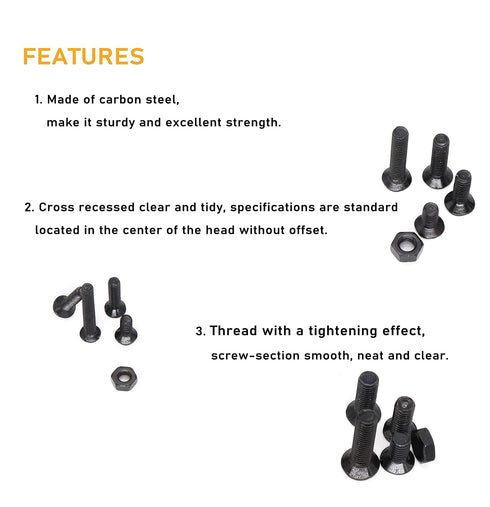 M3 360pcs (7 M3-0.5mm Countersunk 3D binifiMux Screws Kit, Sizes) Black Flat Head Phillips Machine Screws and Hex Nuts