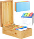 Neando Bamboo Index Card Holder, 3’’x5’’ Index Card Box with Dividers, Wood Recipe Box for 600 Cards