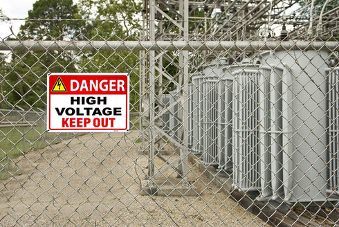 Danger High Voltage Sign, Keep Out Sign 10x14 Aluminum Durable/Weatherproof for Outdoor Use (4 Pack)
