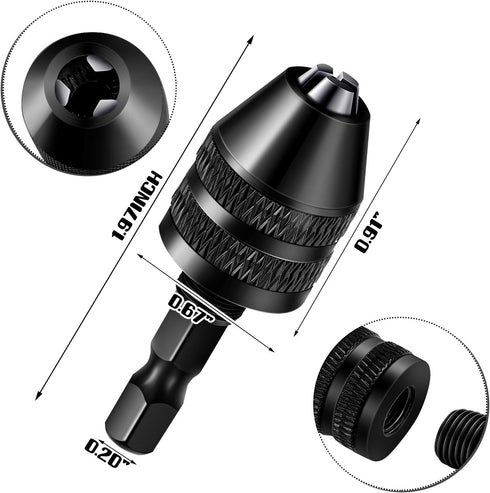 Keyless Drill Chuck Bit 1/4 Inch Hex Shank, Fast Change Converter Extension Screwdriver Drill Adapter