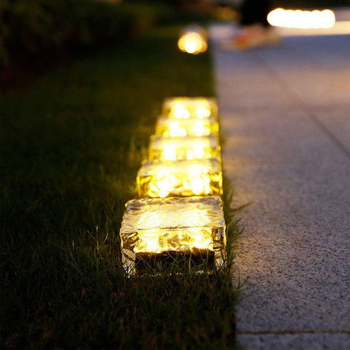 Epicgadget Solar Ice Cube Shaped Light, 2.8x2.8x2 inch Warm White Outdoor Solar Garden Decorative Lights