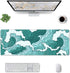 Japanese Green and White Wave Gaming Mouse Pad XL, Non Slip Rubber Base Mousepad, Stitched Edges Desk Pad, Extended Large Mice Pad,31.5 X 11.8 Inch by MOLIAN