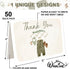 50 Pack Whaline Baby Shower Thank You Cards Boxed Vintage Green Cloth Note Cards with Envelopes Stickers Greeting Blank