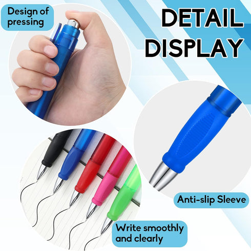 Crtiin 6 Pcs Jumbo Easy Grip Ballpoint Pens with Refills Extra Large Black Ink Fat Pens for School Office Writing