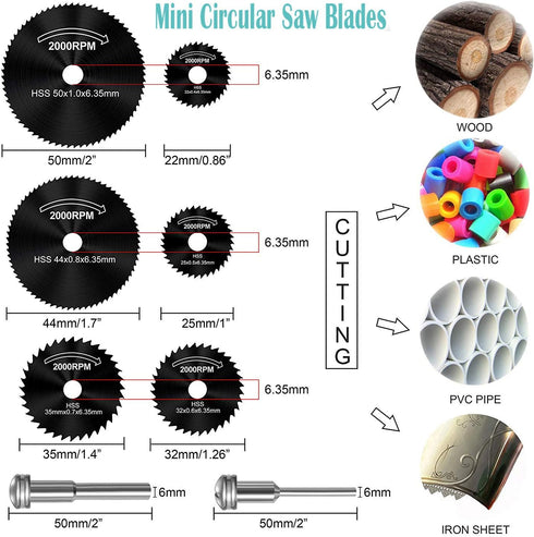Cutting Wheels for Rotary Tool, Diamond Metal Wood Cutting Wheels, Drill Cutting Disc with 1/8" Shank, Resin Cutting Off