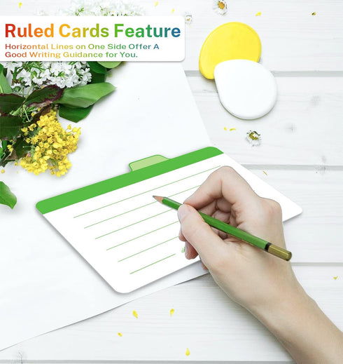 Index Cards Guide Dividers 4x6 inches, Blank Note Cards, 1/4 Cut Tabbed, 400gsm Paper, Assorted Colors, 20 Counts
