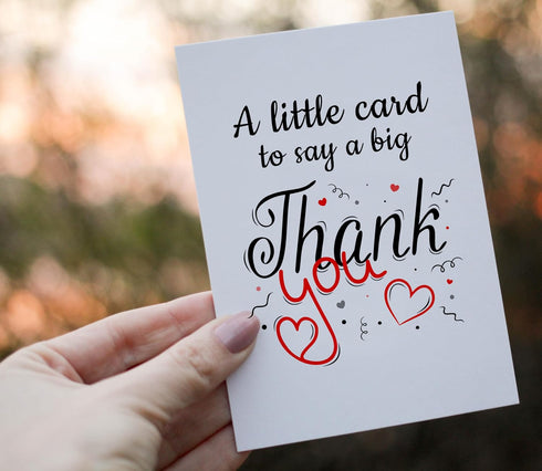 HOMEVAGE 5"x7" Thank You Card with Red Envelope Simple Appreciation & Gratitude Greeting Card Folded Premium Cardstock