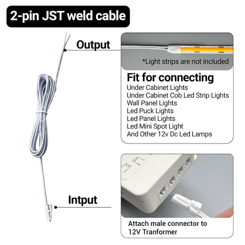6 12V 5A 60W 6pcs 2m Dimmer HAMRVL LED Lighting Accessory - Output Ports Power Supply with Welding Extension Cord
