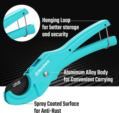DURATECH PEX Pipe Cutter, Tubing Cutter for 1/8"-1" PEX and Rubber Hoses, Sharp Blade for Plumbing Repairs