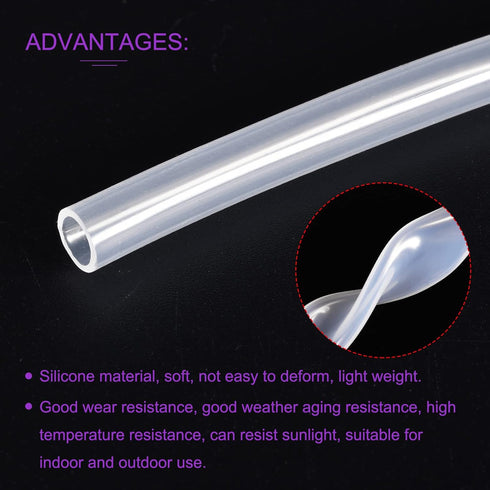 DMiotech 1/4" ID 5/16" OD 6.6 Feet Clear Silicone Tube for Water & Air Pump Applications