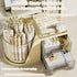 SAYEEC Rotating Desk Organizer with 2 Drawers, 6 Slots for Pencil Pen Holder and Makeup Storage