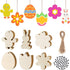 Cakina 6pc Chandelier Crystals Lamp Wooden Festival Pendant Easter Wooden Crafts Easter Egg Rabbit Party Decoration DIY