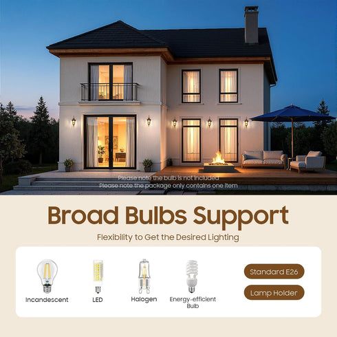 YUASDUU w/E26 Outdoor Lights for House, Exterior Lighting Fixtures Exterior Waterproof Wall Lanterns Wall Sconce