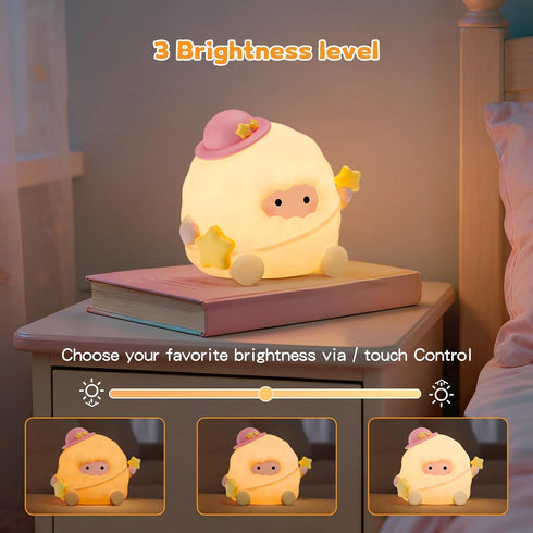 Dimmable 3 7 Baby Night Light, Touch Control Rechargeable Nursery Lamp with Soft Light, Portable Brightness Level