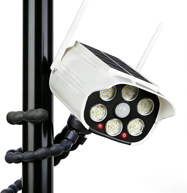 Thumok Solar Dummy Security Camera Outdoor, Motion Detector Fake Camera with 3 Lighting