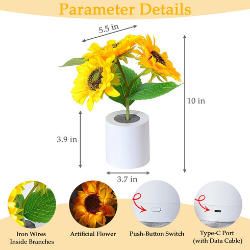 Dimming Lifnatty Sunflower Lamp Mothers Day Gifts for Women, Mothers Day Birthday Gift for Women, Mom, Sister