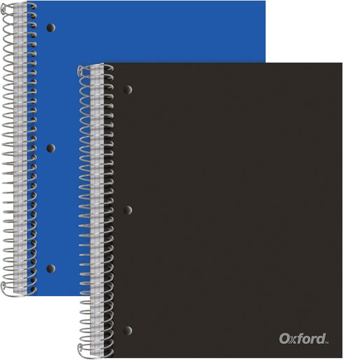 Oxford Spiral Notebooks, 3-Subject, Wide Ruled, Durable Plastic Cover, 150 Sheets, 2 per Pack (10385)