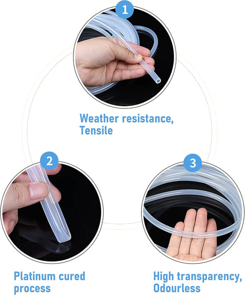 Silicone Tubing 2.4 x 5.6mm/0.09" x 0.22"(IDxOD) 16.4Ft Length Flexible Transparent Tube for Pump Transfer