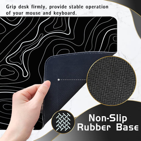 Large Topographic Mouse Pad, XXL Gaming Mousepad, Keyboard and Mouse Pad, Desk Mat, 35.3 x 15.7 in, Minimalist Contour