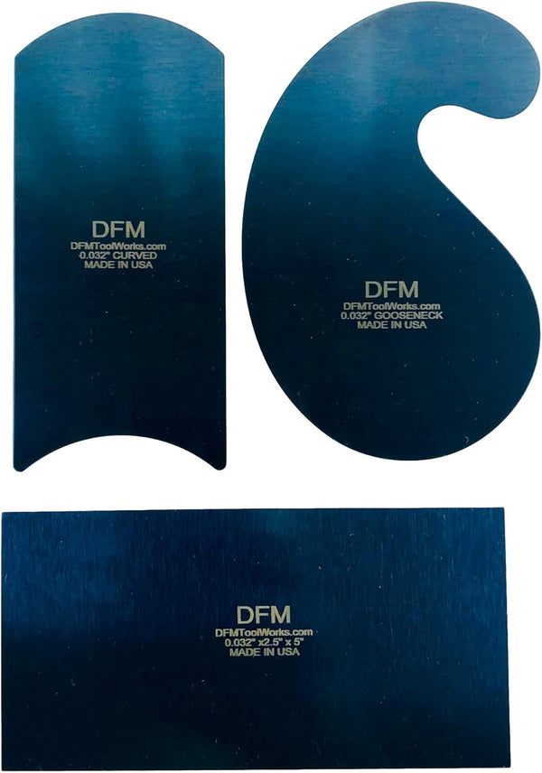 Blue Curved Cabinet Scraper Cards - Precision Card Scraper Tool for Woodworking Projects, Ideal for Fine Finishes, Set