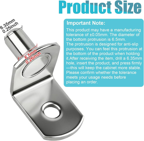 Veiwonat 50 Pins1/4 Inch Pcs Shelf Pegs Upgraded Diameter L-Shaped Perforated Nickel Plated Shelf Pins, Cabinet Shelf