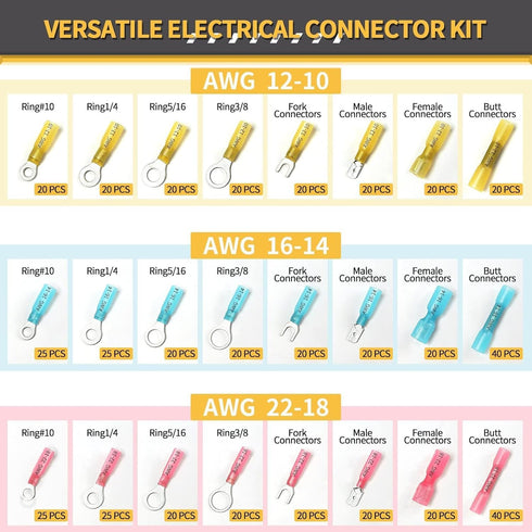 540PCS Marine Grade Heat Shrink Wire Connectors - Sopoby Electrical Connectors Kit, Waterproof Crimp