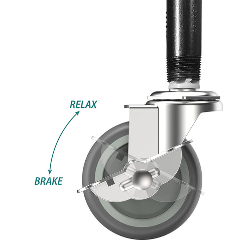 Caster Wheels 3 Inch Locking Stem Casters, Heavy Duty Swivel Casters Set of 4 with 3/8" -16 x 1-1/2" Threaded Stem