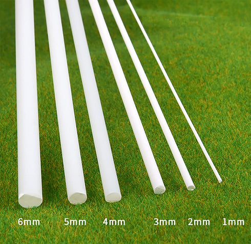 10Pcs White Plastic Rods, Round Solid Bar DIY Model Material ABS Round Stick for DIY Sand Table Model, Length 250mm,